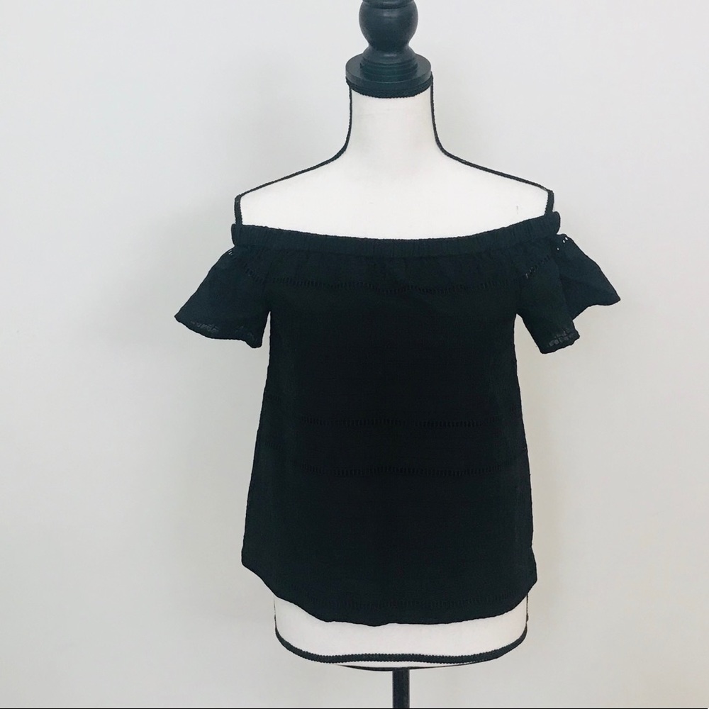 NWT Marcs black eyelet off the shoulder top size 2
